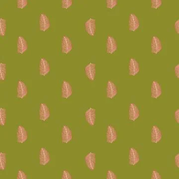 Organic palm leaf seamless pattern with hand drawn foliage print. Simple colo 스톡 일러스트