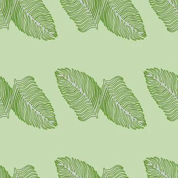 Organic palm leaf seamless pattern with hand drawn foliage print. Simple colo 스톡 일러스트
