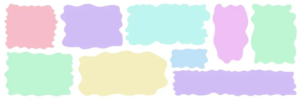 Organic pastel rough edge rectangles in lilac, blue, mint and yellow. Gentl.. Illustrazione stock