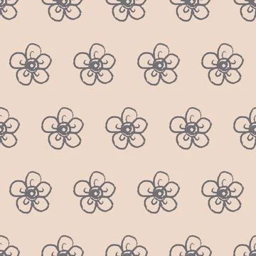 Organic pattern gray flower on delicate pink seamless pattern Stock Illustration