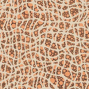 Organic pattern with peach orange bubble textures inside irregular black Stock Illustration