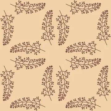 Organic pattern, sprig with berries repeat seamless pattern for design Stock Illustration