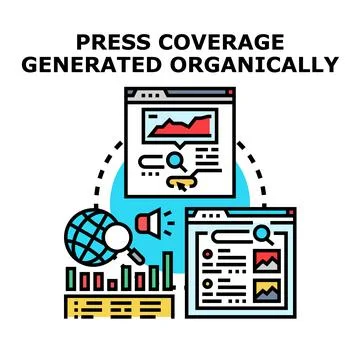 Organic press coverage generating media presence online Illustrazione stock