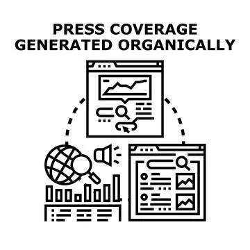 Organic press coverage generating media presence online Stock Illustration