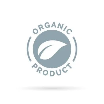 Organic product icon with leaf shape symbol. Stock Illustration