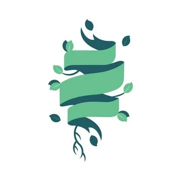Organic ribbon with leaf and root elements eco decorative design Stock Illustration