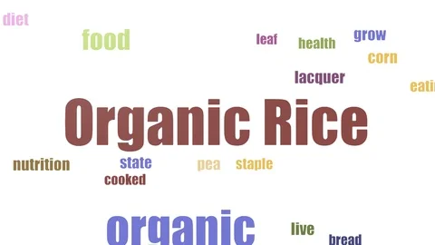Organic Rice Word Cloud Animated Isolated On White Stock Footage 107218443
