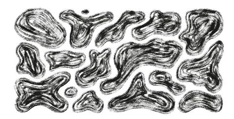 Organic rough shapes set. Irregular marker figures. Random abstract fluid paint. Ilustración de archivo