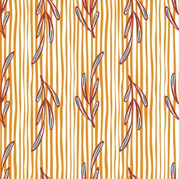 Organic seamless doodle pattern with contoured simple twigs shapes print. Str Stock Illustration