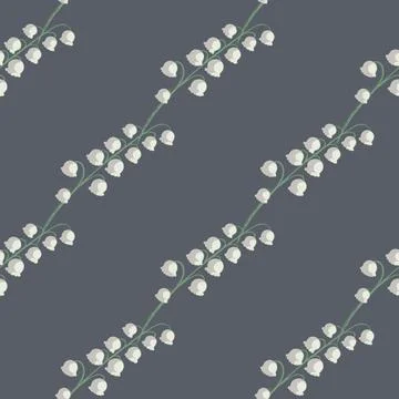 Organic seamless floral pattern with light tones lily of the valley ornament. Stock Illustration