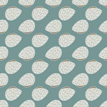 Organic seamless pattern featuring a variety of sea shells. Illustrazione stock