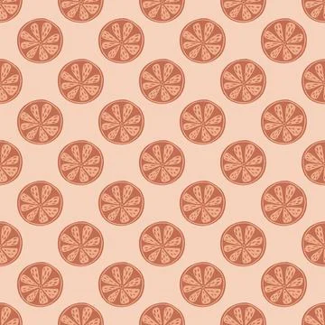 Organic seamless pattern with little orange slices elements. Pink background. Stock Illustration