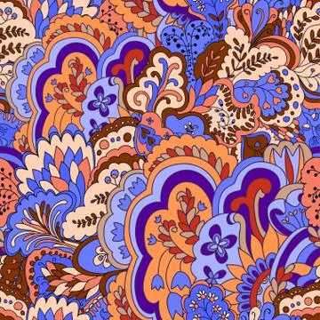 Organic seamless pattern with original plant elements. Floral seamless Stock Illustration