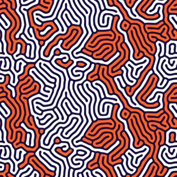 Organic seamless pattern with rounded lines. Diffusion reaction background Illustrazione stock