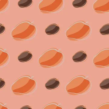 Organic seamless pattern with tasty orange and brown abstract peach ornament. Stock Illustration