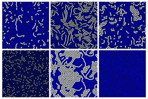 Organic seamless patterns set with rounded lines, drips. Diffusion reaction Stock Illustration