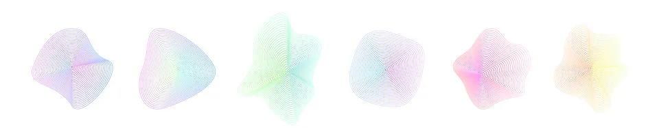 Organic shape sound surface vector illustration set. Minimal modern flat Illustrazione stock
