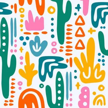ORGANIC SHAPES Abstract Forms Hand Drawn Pattern Flat Style Stock Illustration