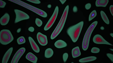 Organic Shapes Morph with Vibrant Neon Outlines on a Dark Background Video stock 343742453