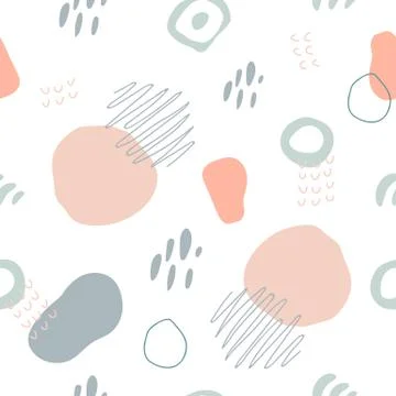 Organic shapes seamless pattern. Unique hand drawn abstract shapes texture. M Stock Illustration