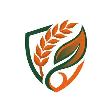 Organic Shield Leaf Logo Design for Agriculture and Farm Brand. Иллюстрация
