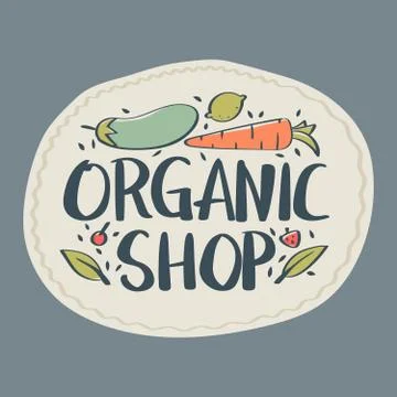 Organic shop label template. Stock Illustration