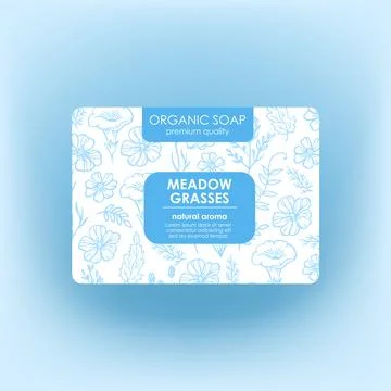 ORGANIC SOAP TAG PACK Packaging Meadow Grass Template Vector Stock Illustration