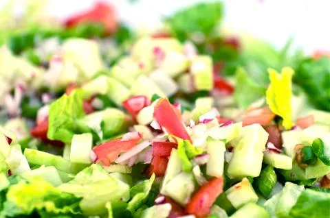 Organic spring salad - vegetable spring salad closeup. Foto stock