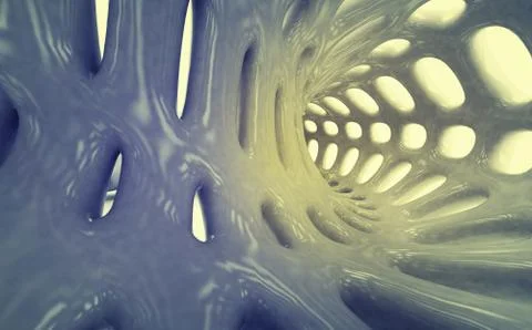 Organic structure shape study in abstract blue yellow space wallpaper Stock Illustration