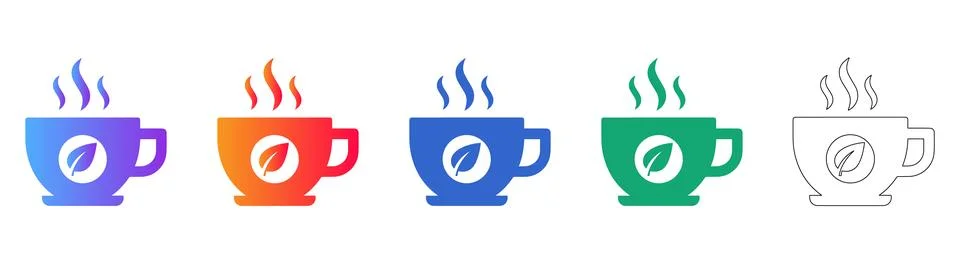 Organic Tea Cup Vector Icon Set Stockillustratie