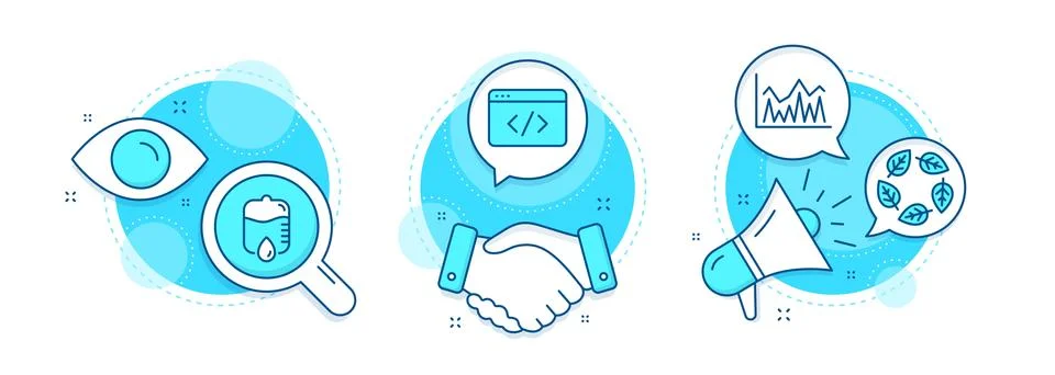 Organic tested, Seo script and Investment icons set. Drop counter sign. Vector Stock Illustration