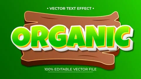 Organic text effect editable cartoon and forest text style Premium Vector Illustrazione stock