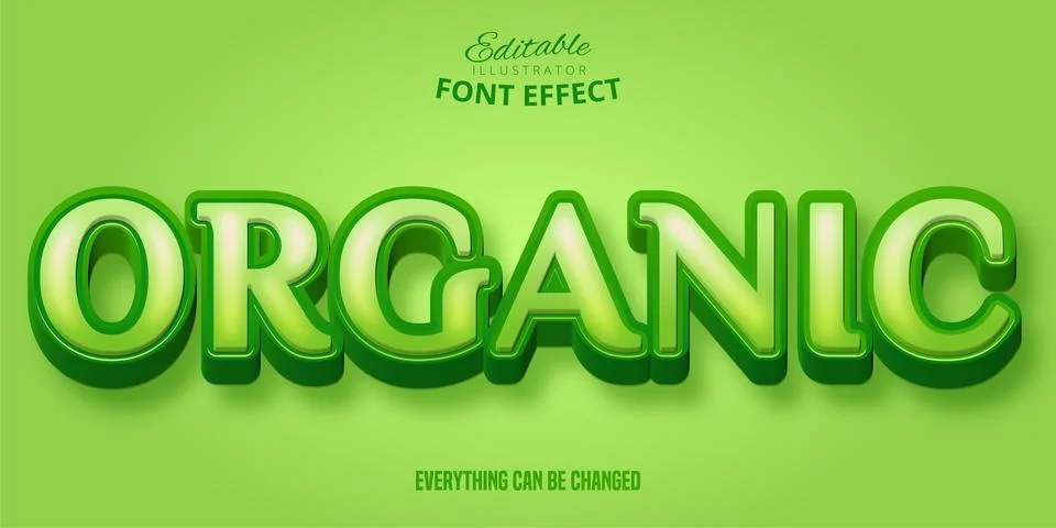 Organic text effect, green editable font style Stock Illustration