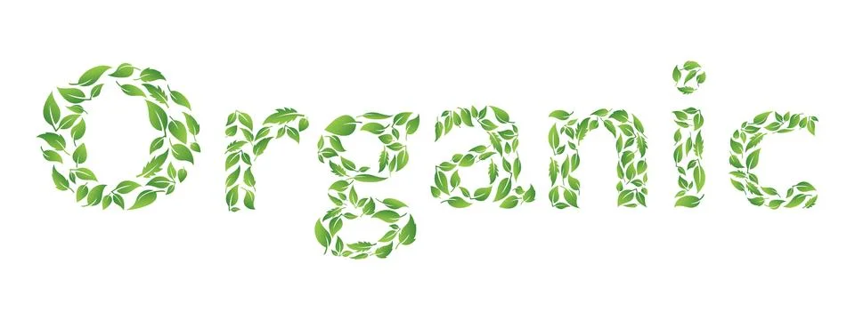 Organic text made from leaves. Stock Illustration