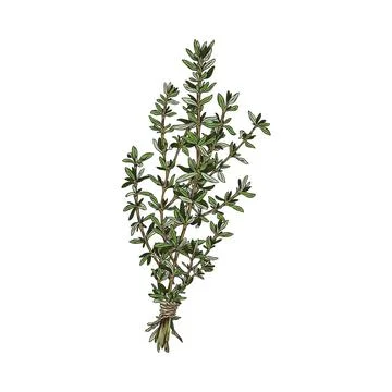 Organic thyme bunch, colored sketch vector illustration isolated on white Stock Illustration