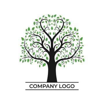 Organic tree leaves structure growing wood plant nature logo Stock Illustration