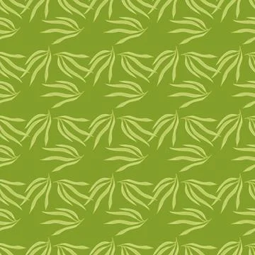 Organic tropical leaves semless pattern. Tropic leaf on green background. Illustrazione stock