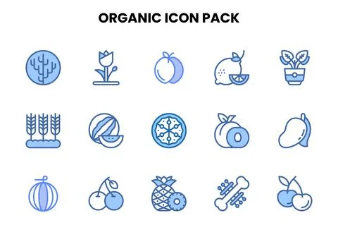 Organic Two Colour Graphics Icons Pack Stock Illustration