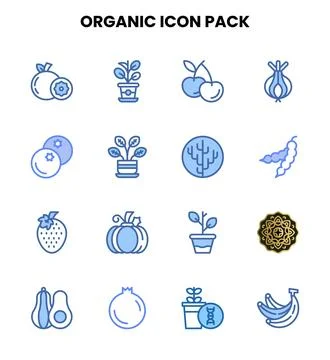 Organic Two Colour Set Icons Pack Stock Illustration