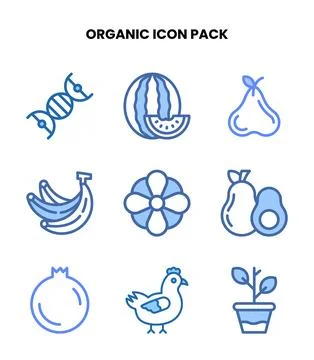 Organic Two Colour Vector Icons Pack Stock Illustration