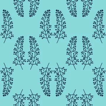 Organic vegetable pattern, cute sprig with berries repeat seamless pattern Stock Illustration