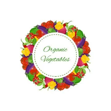 Organic vegetables circular frame Stock Illustration