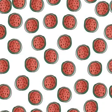 Organic vitamin seamless pattern with random little red abstract watermelon s イラスト素材