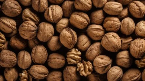 Organic Walnut Nuts Horizontal Background. Stock Photos