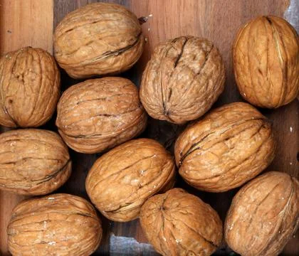 Organic walnut. For texture or background Stock Photos