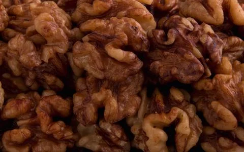 Organic walnuts background close-up copy space horizontal photo HD Stock Photos