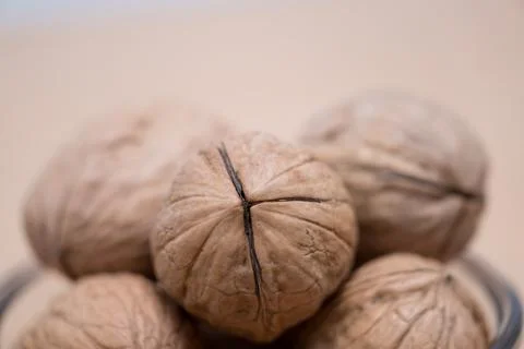 Organic Walnuts: A Study in Nature's Textured Beauty Stock Photos
