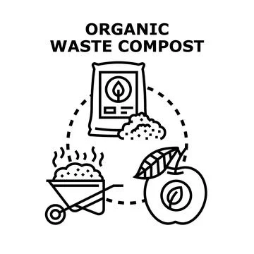 Organic waste composting process creating natural fertilizer Stock Illustration
