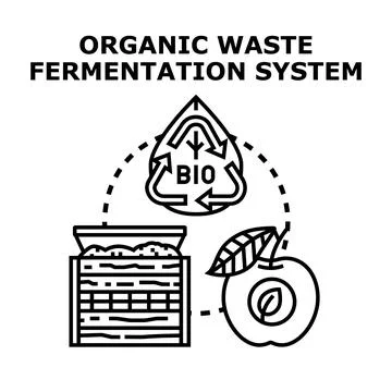 Organic waste fermentation system for composting and recycling process Stock Illustration