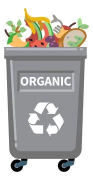 Organic waste garbage container. Compost recycling bin 库存插图